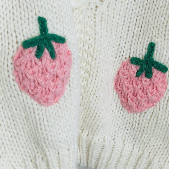 Strawberry Fields Granny Knit Crochet Oversized‎ Cardigan Sweater Womens M/L - Picture 4 of 11